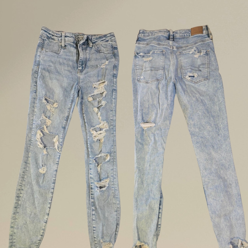 American Eagle Outfitters Blue Super High Rise Skinny Jeans